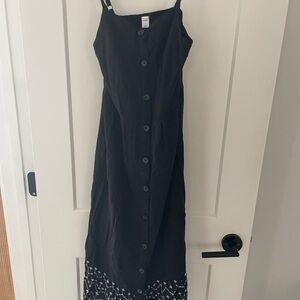 Old Navy Black Midi Dress with Patterned Hem